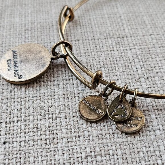 Alex And Ani Bracelet LETTER A Gold Tone Initial Wristband Wrist Fashion Jewelry - Picture 2 of 10